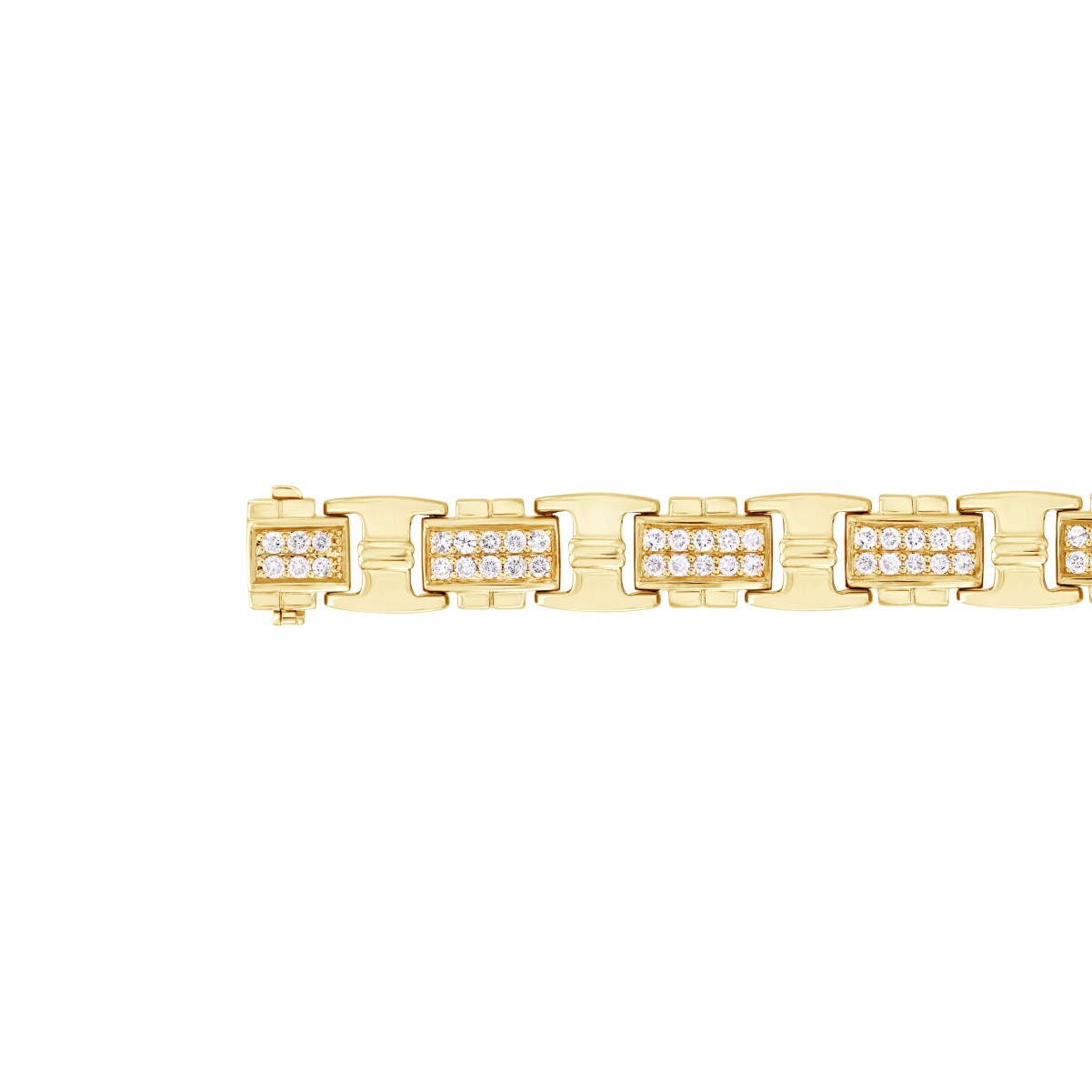 14K YELLOW GOLD 3 7/8CT ROUND DIAMOND MEN'S BRACELET