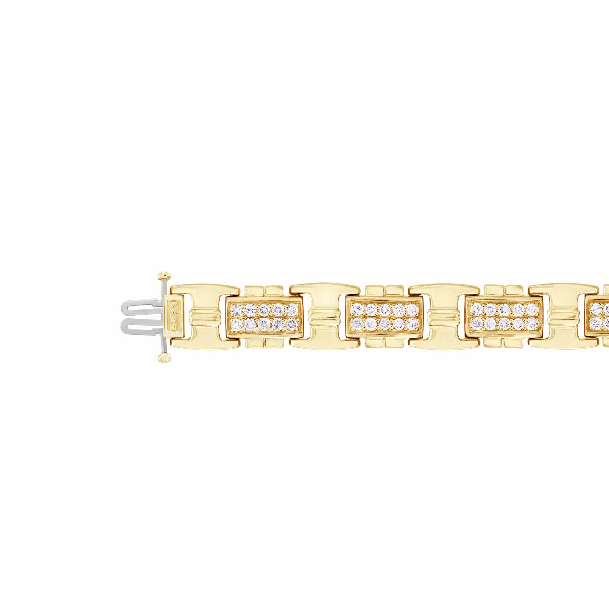 14K YELLOW GOLD 3 7/8CT ROUND DIAMOND MEN'S BRACELET