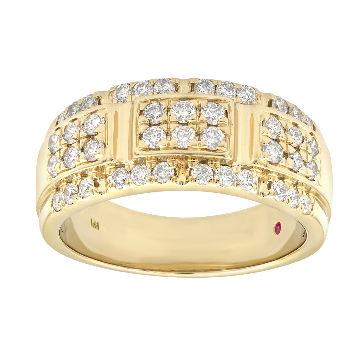 14K YELLOW GOLD 1CT ROUND DIAMOND MEN'S RING