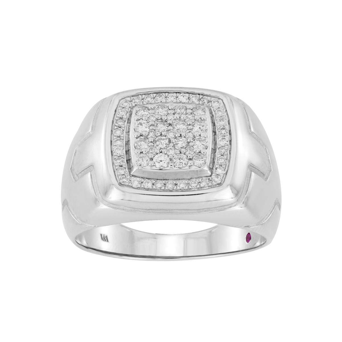 14K WHITE GOLD 1/2CT ROUND DIAMOND MEN'S RING