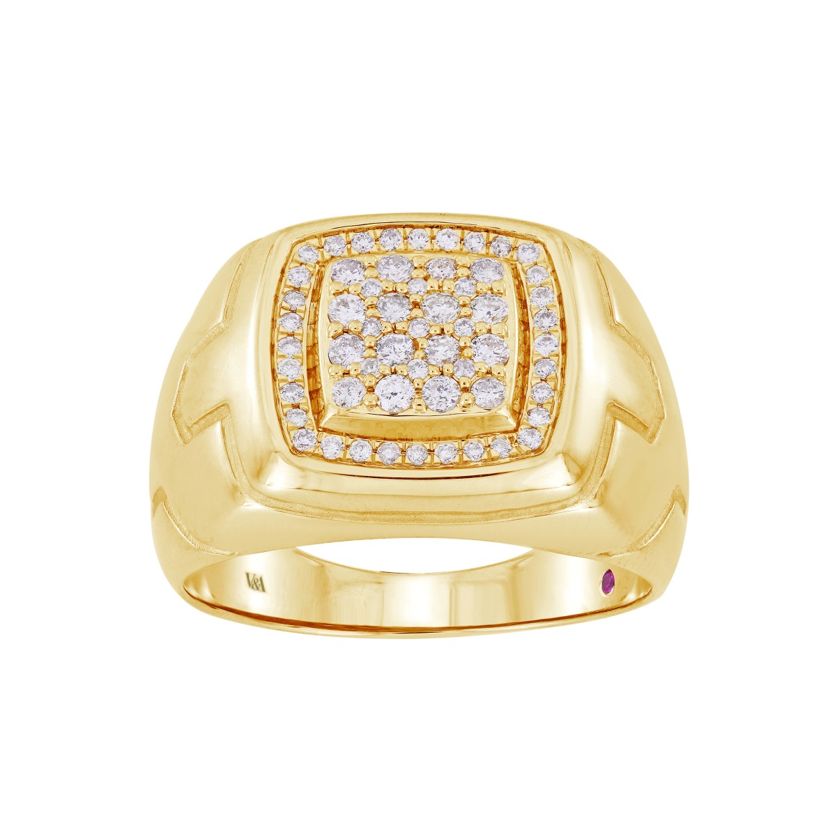 14K YELLOW GOLD 1/2CT ROUND DIAMOND MEN'S RING