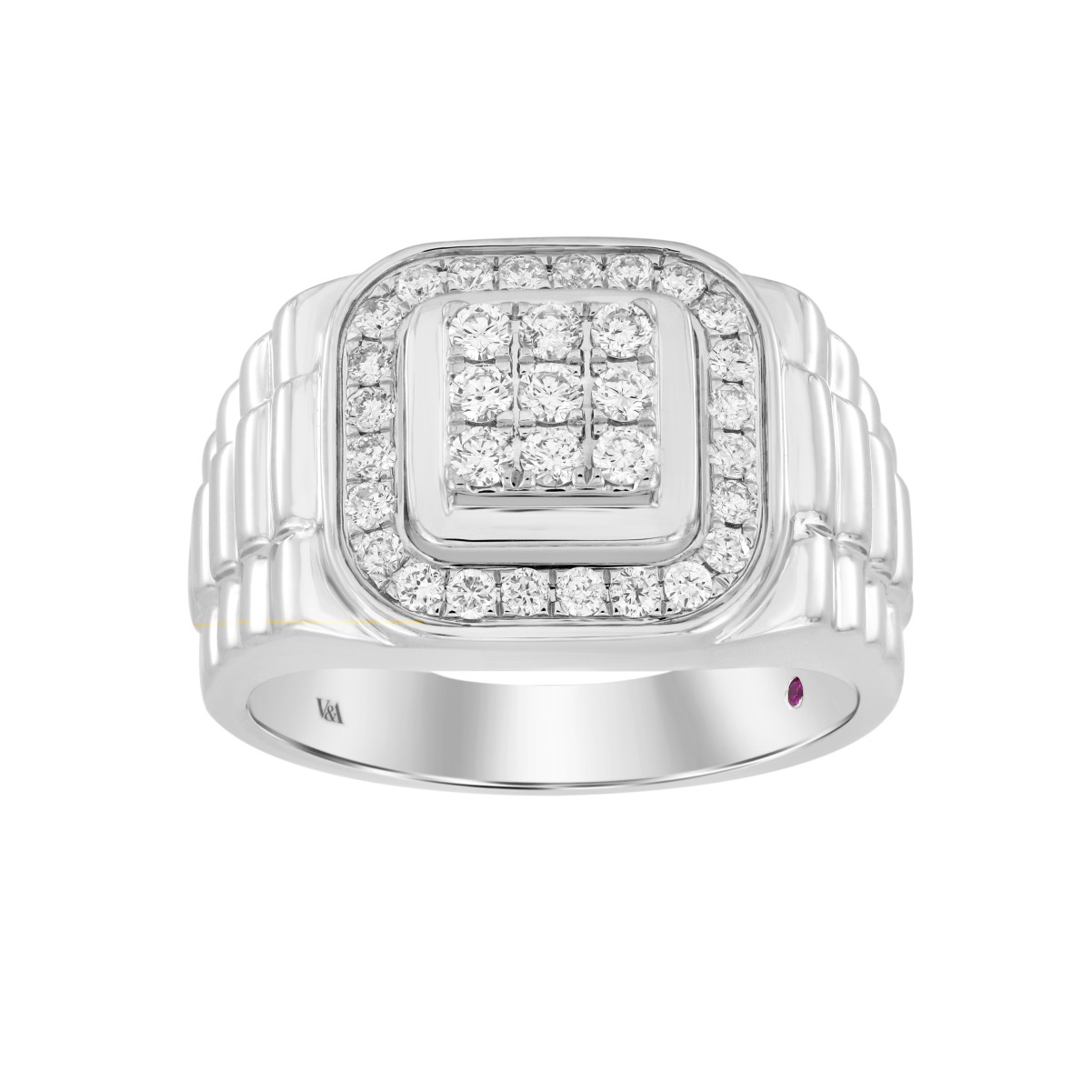 14K WHITE GOLD 3/4CT ROUND DIAMOND MEN'S RING