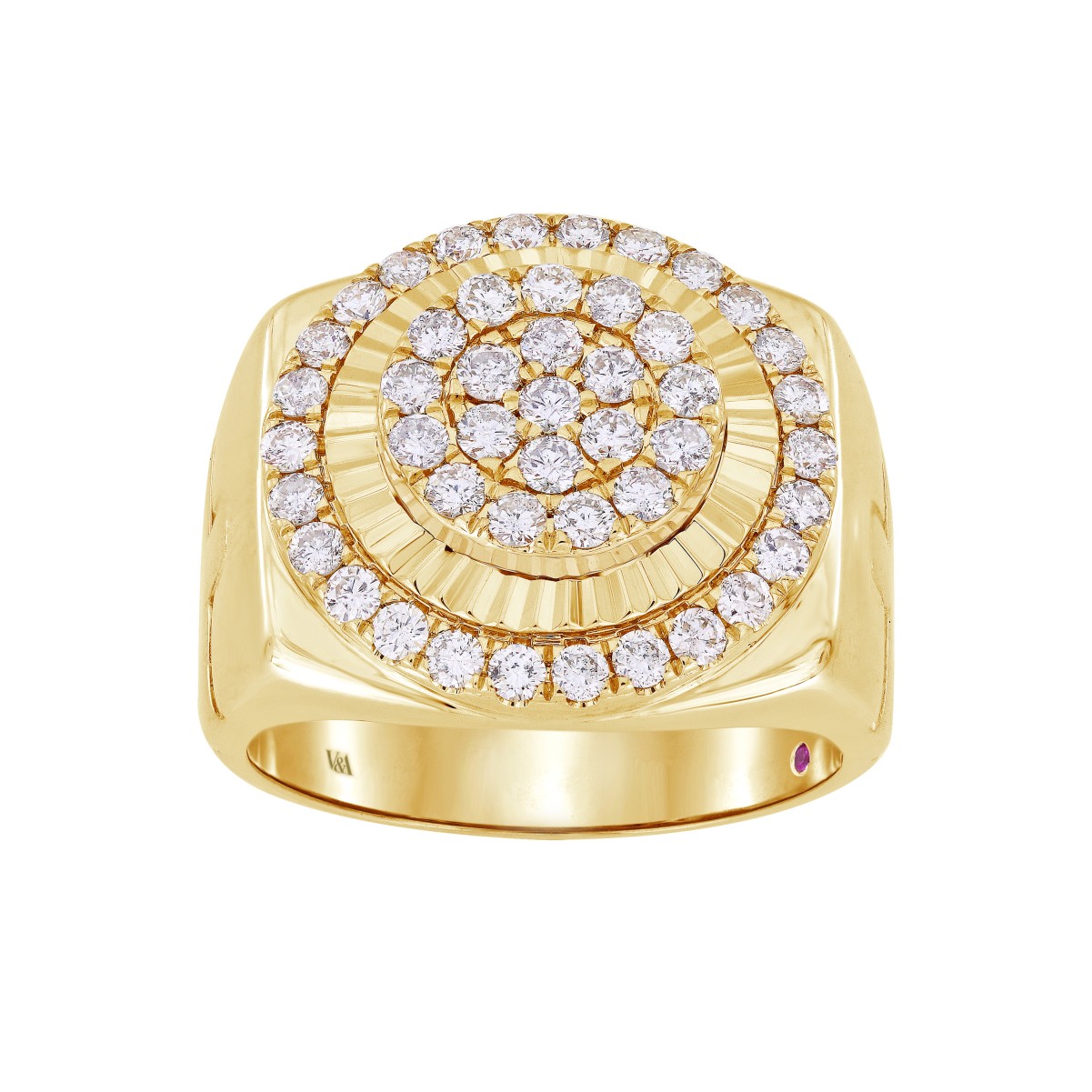 14K YELLOW GOLD 1 1/2CT ROUND DIAMOND MEN'S RING