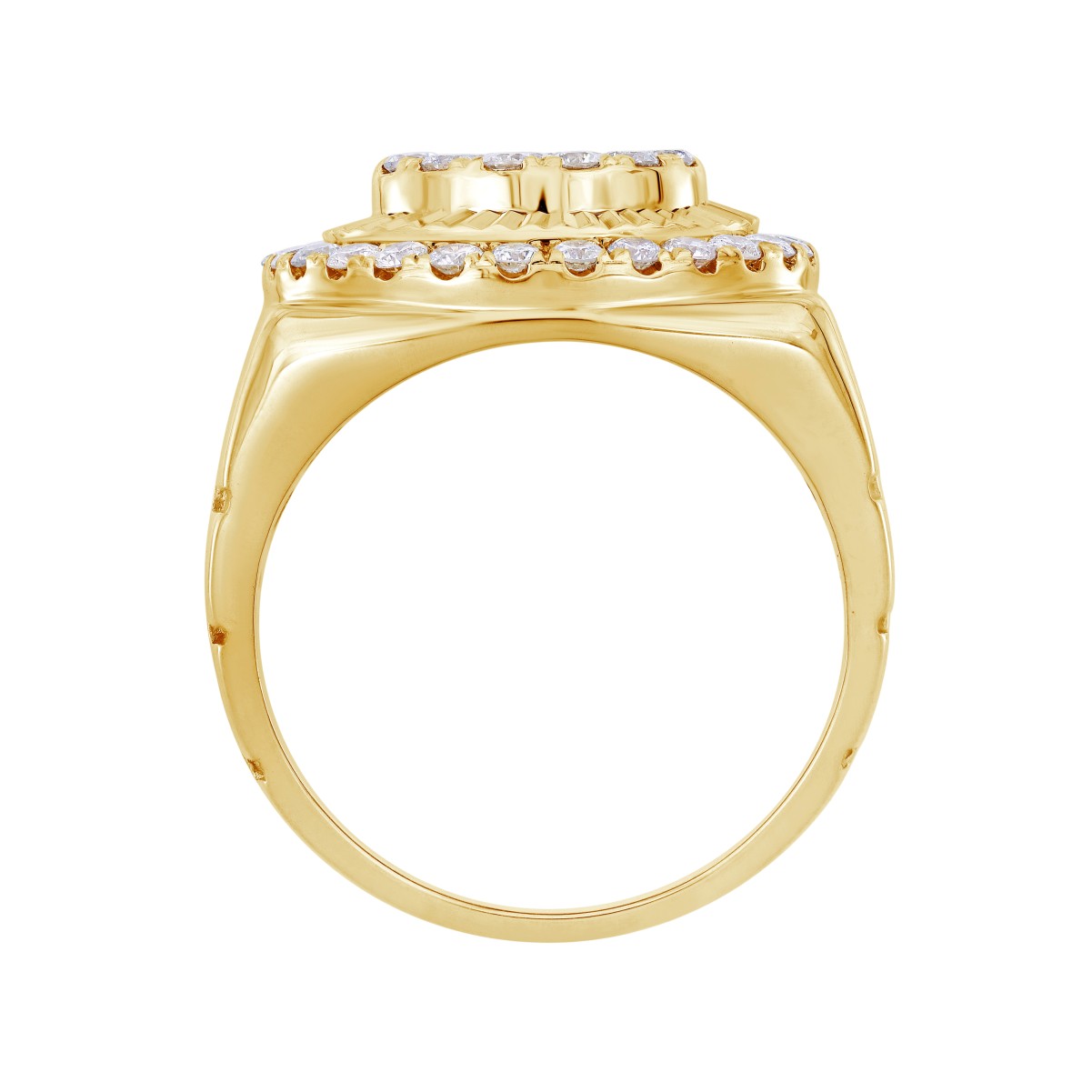 14K YELLOW GOLD 1 1/2CT ROUND DIAMOND MEN'S RING