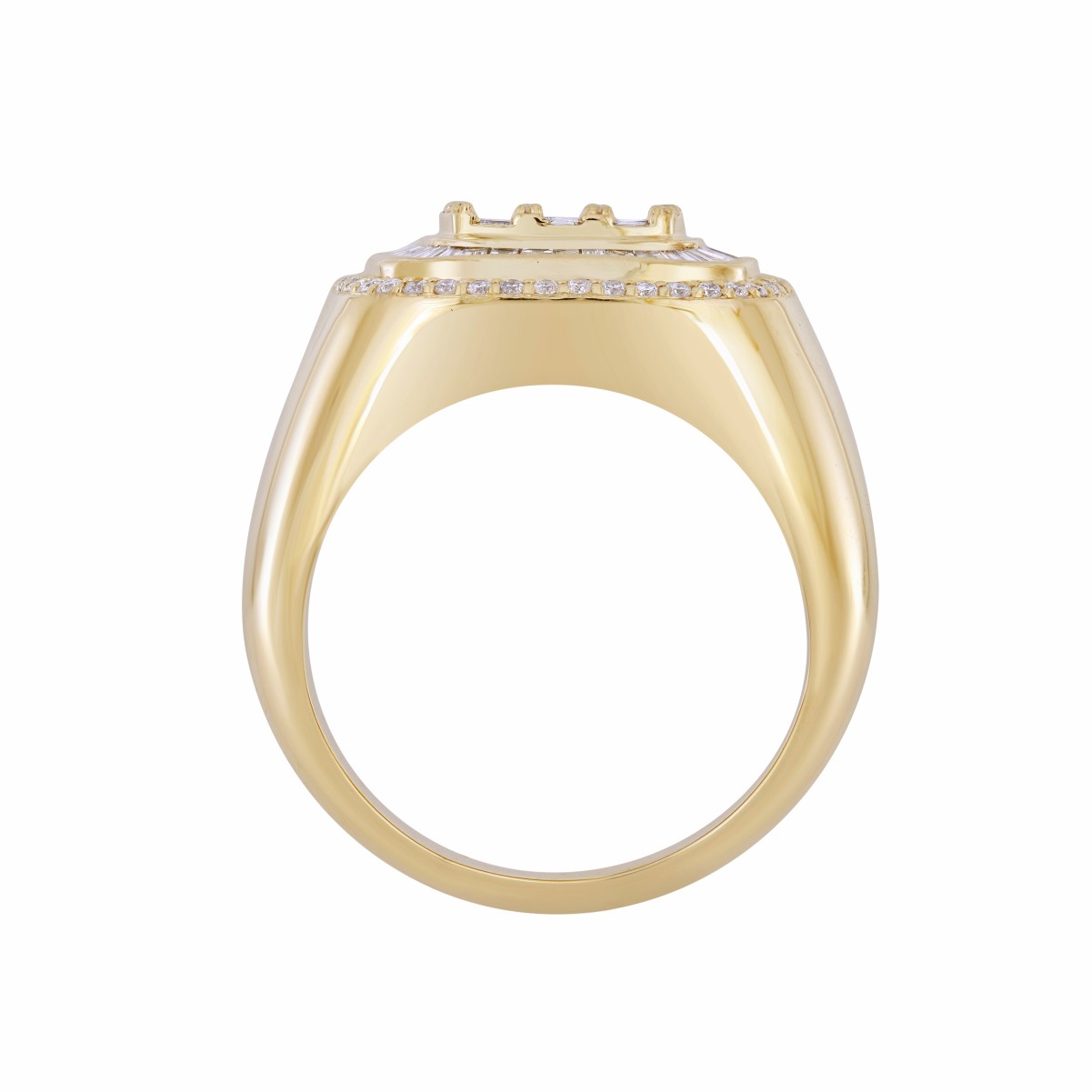 14K YELLOW GOLD 1CT ROUND/BAGUETTE DIAMOND MEN'S RING