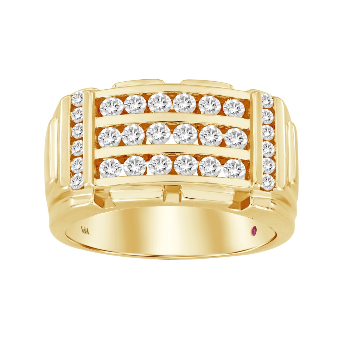 14K YELLOW GOLD 1CT ROUND DIAMOND MEN'S RING