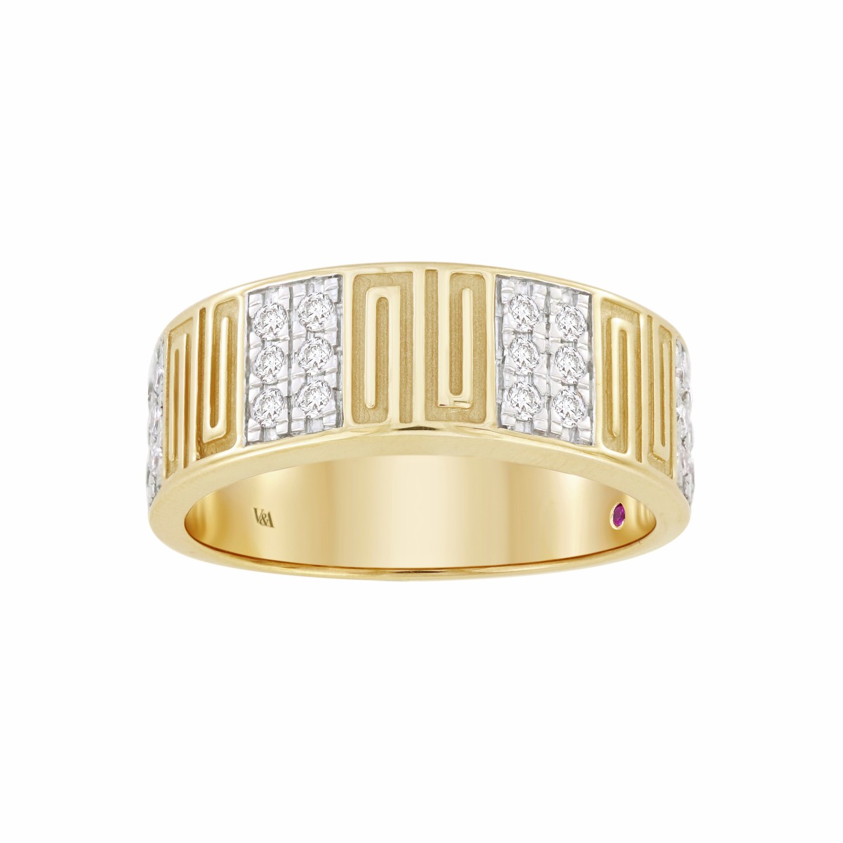 14K YELLOW GOLD 1/2CT ROUND DIAMOND MEN'S BAND