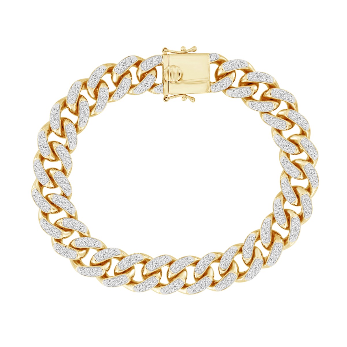 14K YELLOW GOLD 3 1/6CT ROUND DIAMOND MEN'S BRACELET