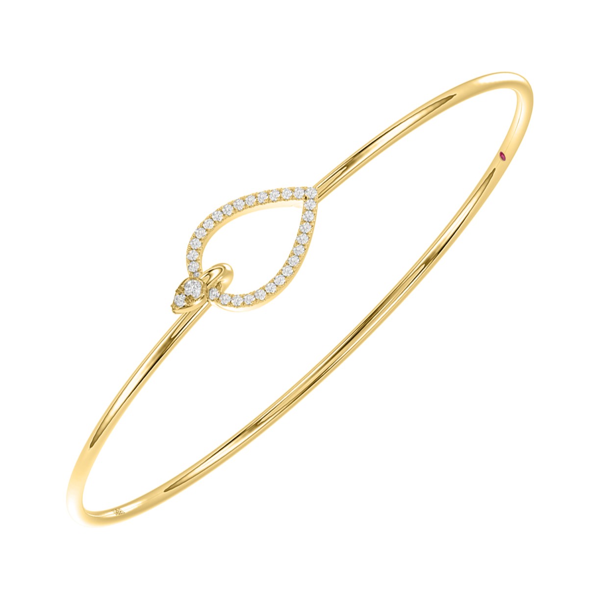 14K YELLOW GOLD 1/5CT ROUND DIAMOND LADIES BANGLE