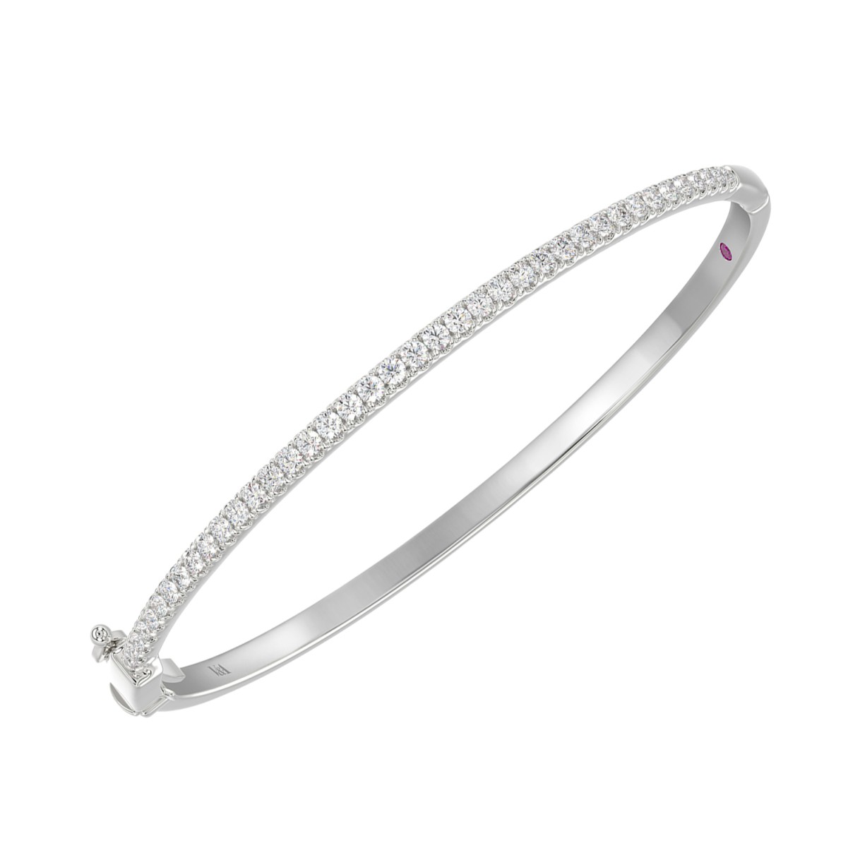 14K WHITE GOLD 1CT ROUND DIAMOND LADIES BANGLE