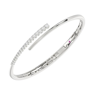 14K WHITE GOLD 1/2CT ROUND DIAMOND LADIES BANGLE