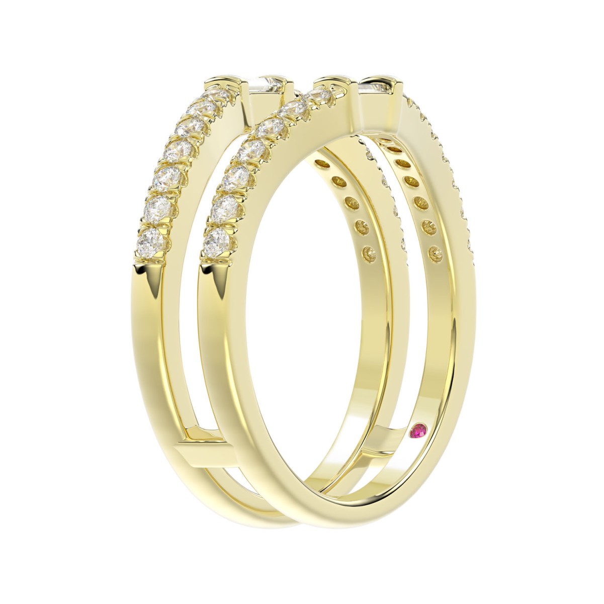 14K YELLOW GOLD 1/2CT ROUND/BAGUETTE DIAMOND LADIES WRAP RING 