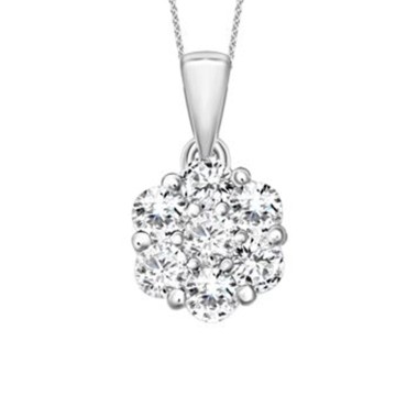 14K WHITE GOLD 1/6CT ROUND DIAMOND LADIES PENDANT WITH CHAIN 