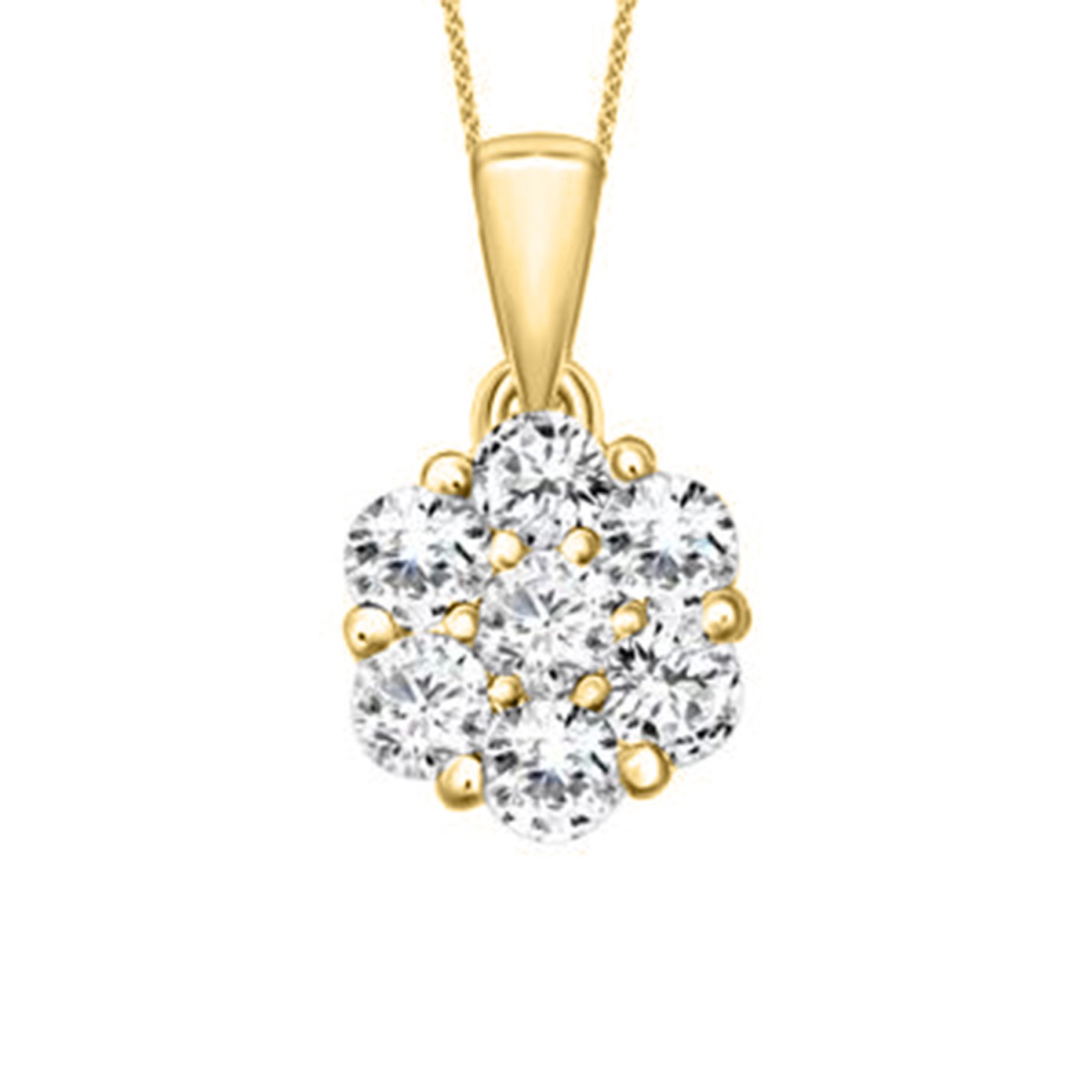 14K YELLOW GOLD 1/6CT ROUND DIAMOND LADIES PENDANT WITH CHAIN 