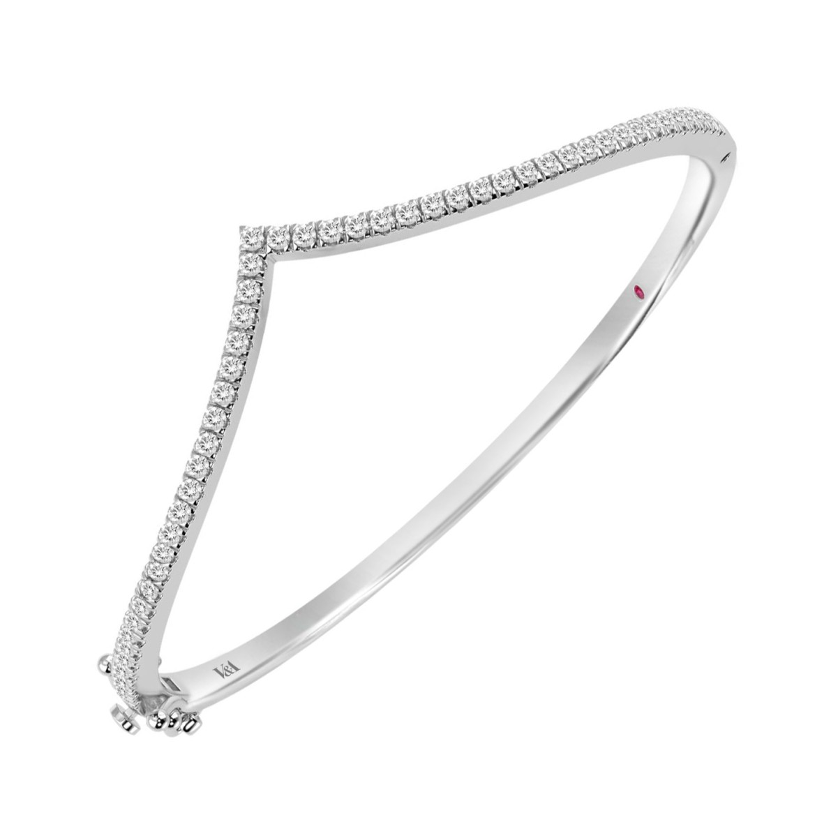 14K WHITE GOLD 7/8CT ROUND DIAMOND LADIES BANGLE