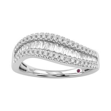 14K WHITE GOLD 1/2CT ROUND/BAGUETTE DIAMOND LADIES FASHION BAND