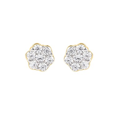 14K YELLOW GOLD 1/3CT ROUND DIAMOND LADIES EARRINGS