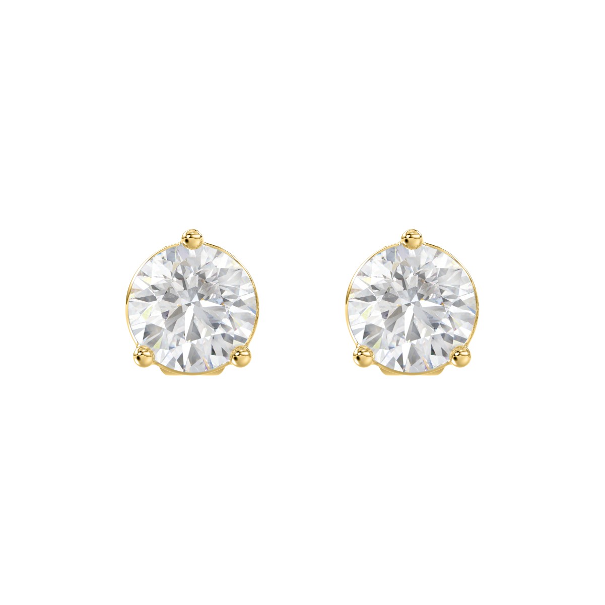 14K YELLOW GOLD 1/4CT ROUND DIAMOND LADIES SOLITAIRE EARRINGS 