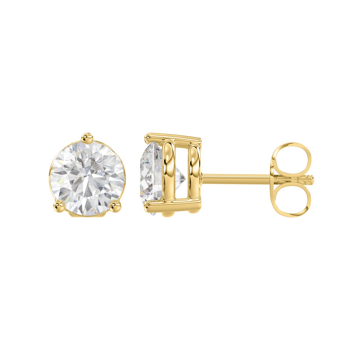 14K YELLOW GOLD 1/4CT ROUND DIAMOND LADIES SOLITAIRE EARRINGS 