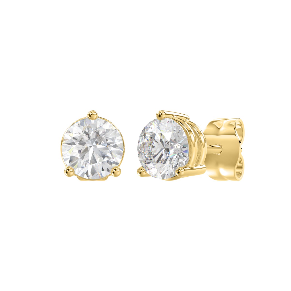 14K YELLOW GOLD 1/4CT ROUND DIAMOND LADIES SOLITAIRE EARRINGS 