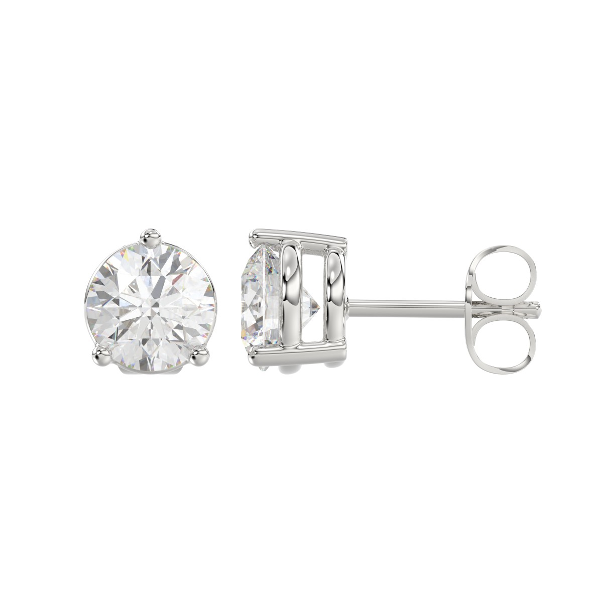 14K WHITE GOLD 1/3CT ROUND DIAMOND LADIES SOLITAIRE EARRINGS 