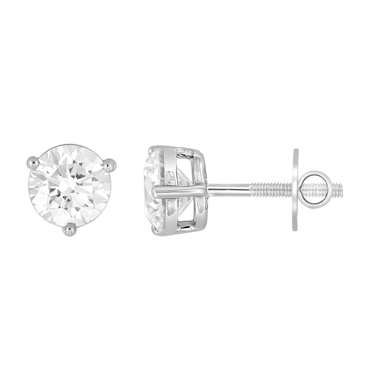 14K WHITE  GOLD 1/2CT ROUND DIAMOND LADIES SOLITAIRE EARRINGS