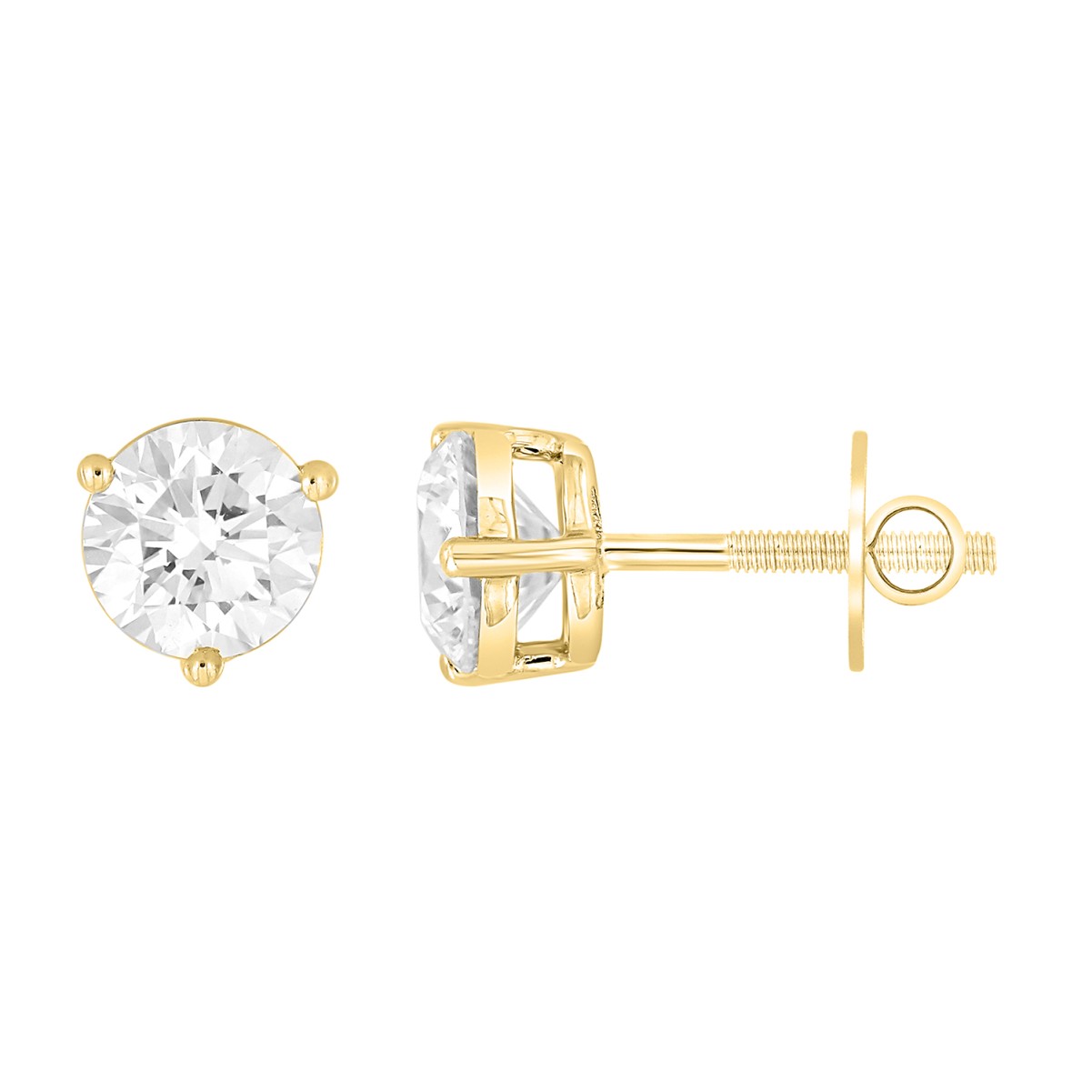 14K YELLOW GOLD 1/2CT ROUND DIAMOND LADIES SOLITAIRE EARRINGS