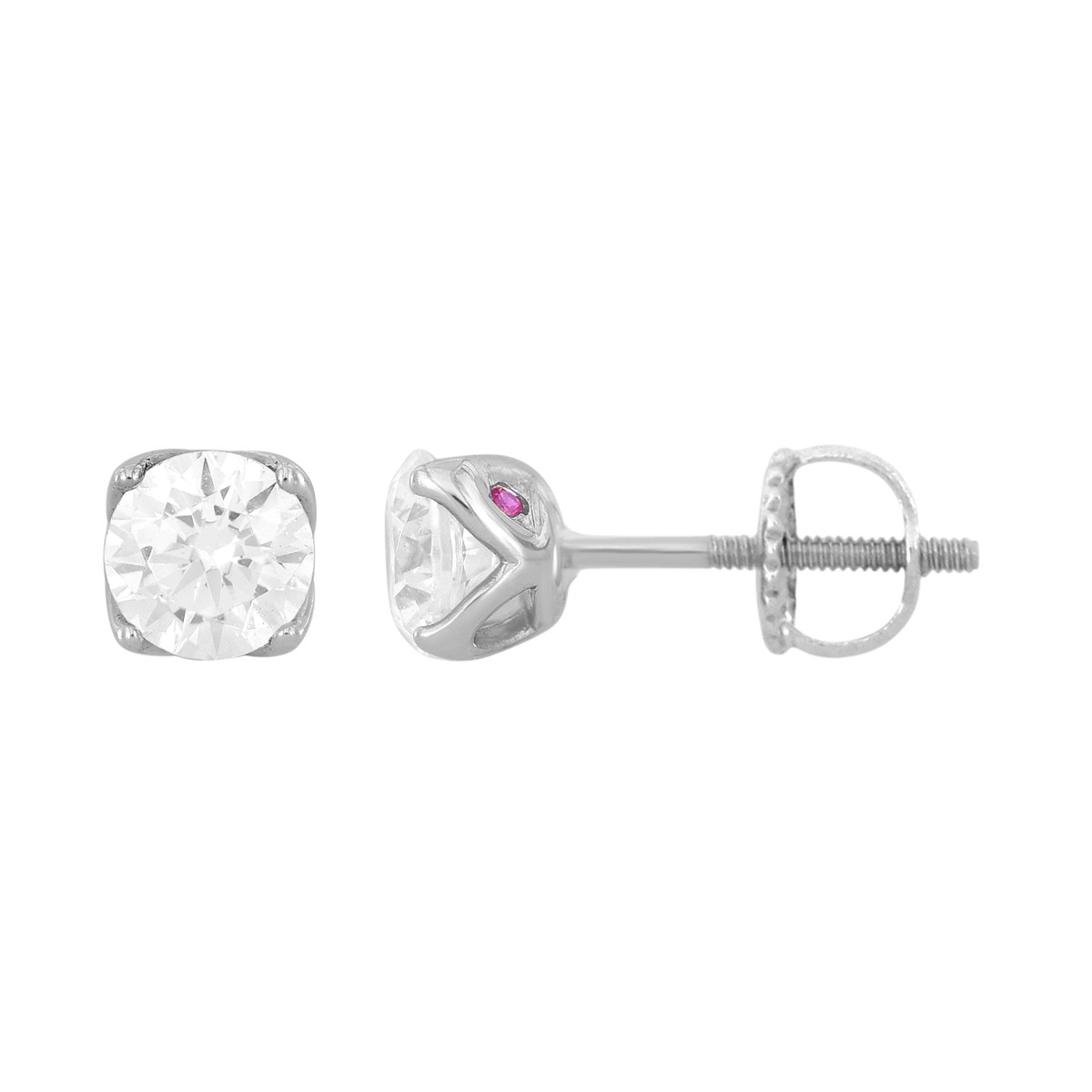 14K WHITE GOLD 1CT ROUND DIAMOND LADIES SOLITAIRE EARRINGS 