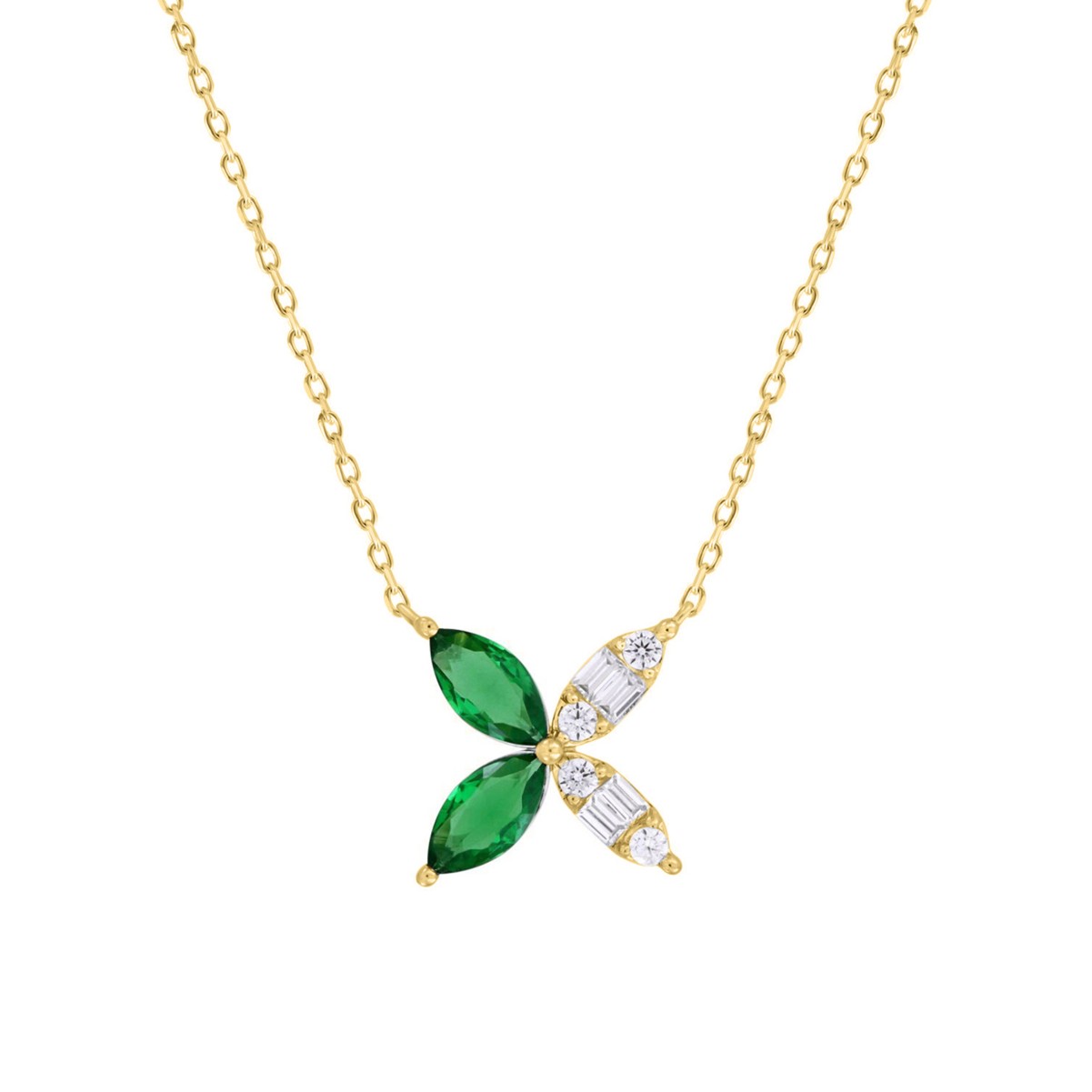 14K YELLOW GOLD 1 3/4CT ROUND/BAGUETTE/MARQUISE DIAMOND LADIES PENDANT WITH CHAIN  (COLOUR STONE MARQUISE DIAMOND 1 5/8CT)