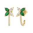 14K YELLOW GOLD 1/3CT ROUND/BAGUETTE/MARQUISE DIAMOND LADIES EARRINGS (CENTER STONE MARQUISE DIAMOND 3/4CT)