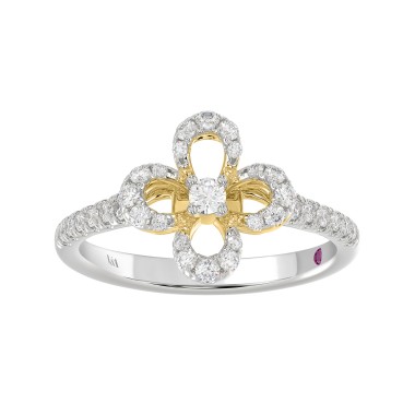 14K WHITE GOLD/YELLOW GOLD 1/3CT ROUND DIAMOND LADIES FASHION RING