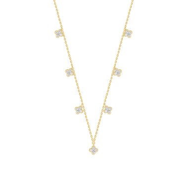 18K YELLOW GOLD 1CT ROUND DIAMOND LADIES NECKLACE