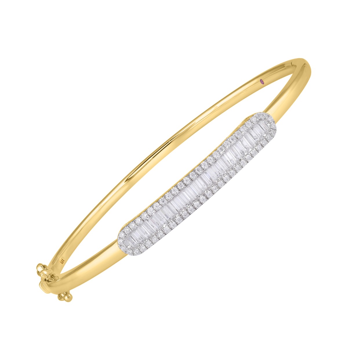 14K YELLOW GOLD 1CT ROUND/BAGUETTE DIAMOND LADIES BANGLE