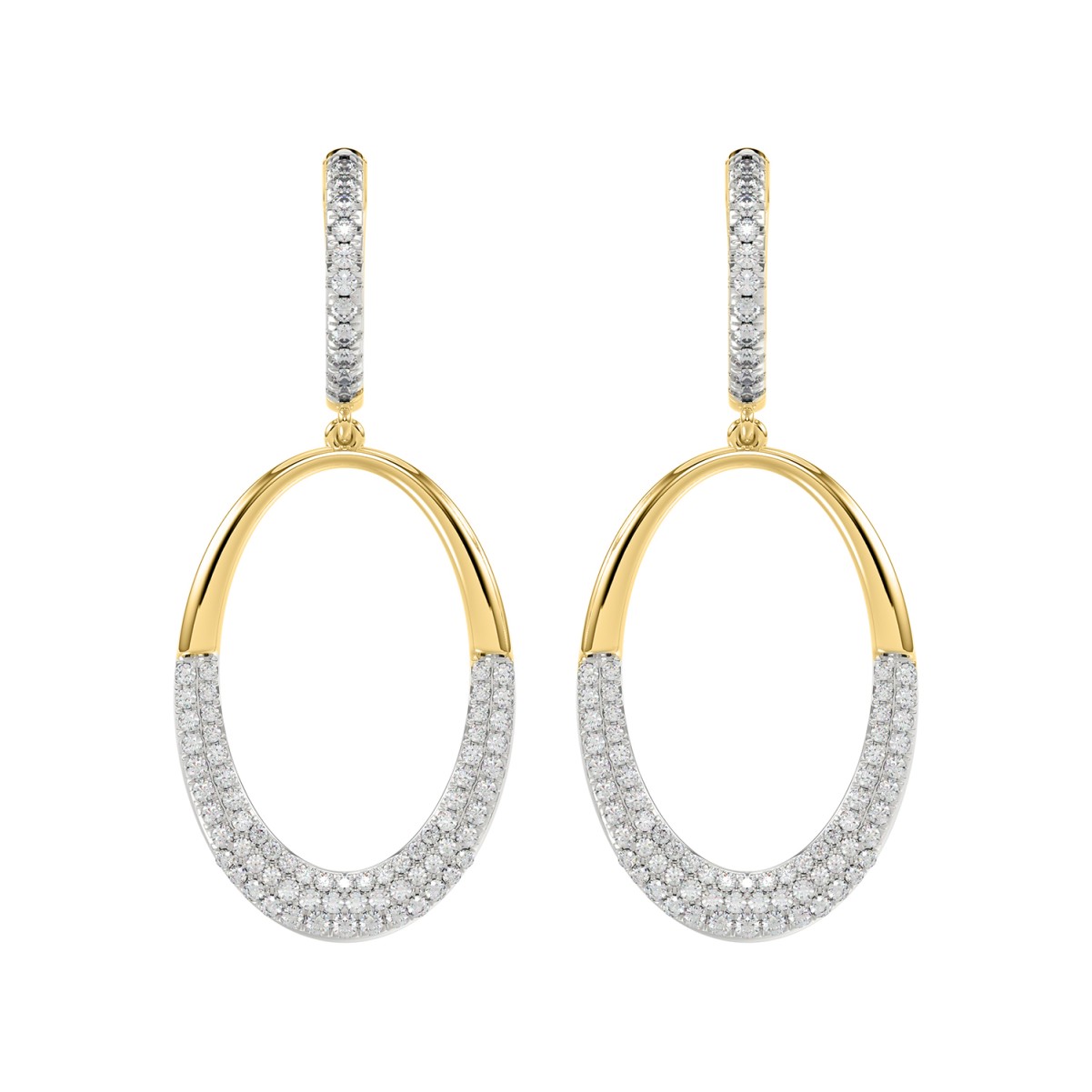 14K YELLOW GOLD 1CT ROUND DIAMOND LADIES HOOPS EARRINGS