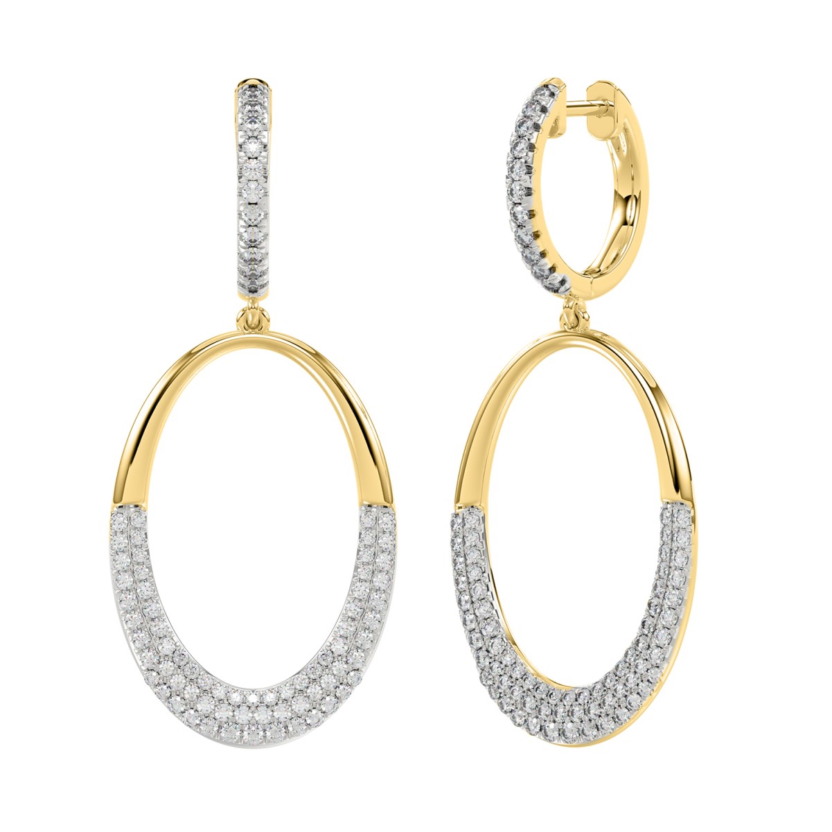 14K YELLOW GOLD 1CT ROUND DIAMOND LADIES HOOPS EARRINGS