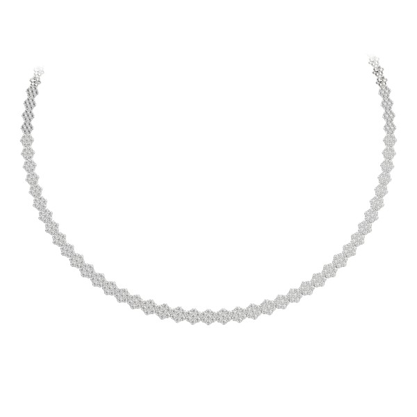 14K WHITE GOLD 7.00CT ROUND DIAMOND LADIES NECKLAC...