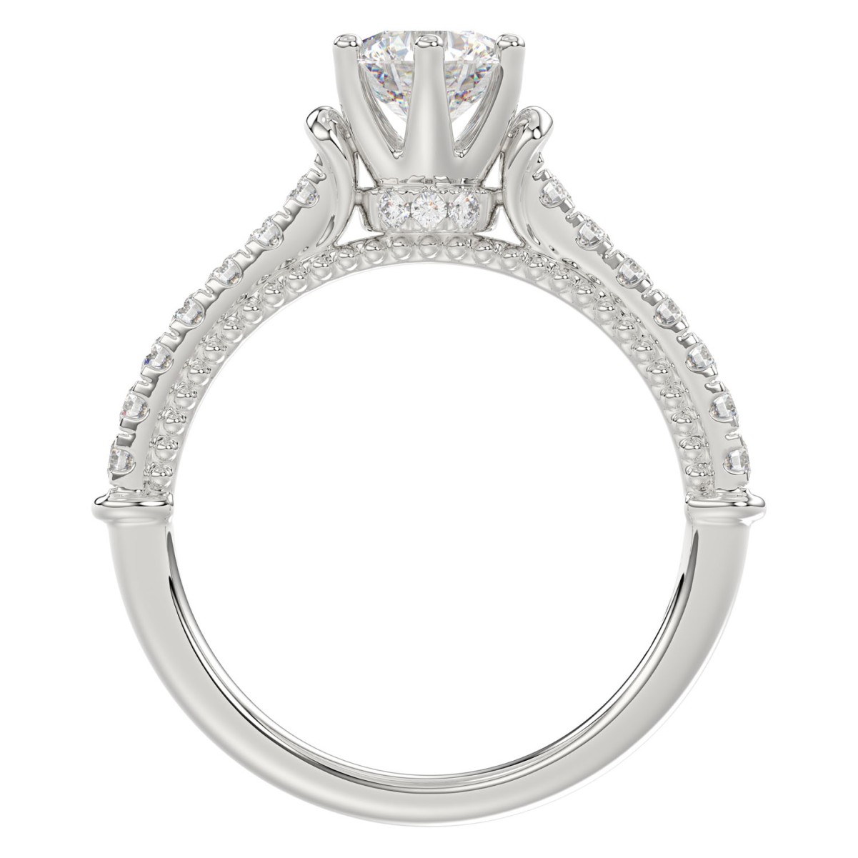 14K WHITE GOLD 1CT ROUND DIAMOND LADIES RING(CENTER STONE ROUND DIAMOND 3/4CT)