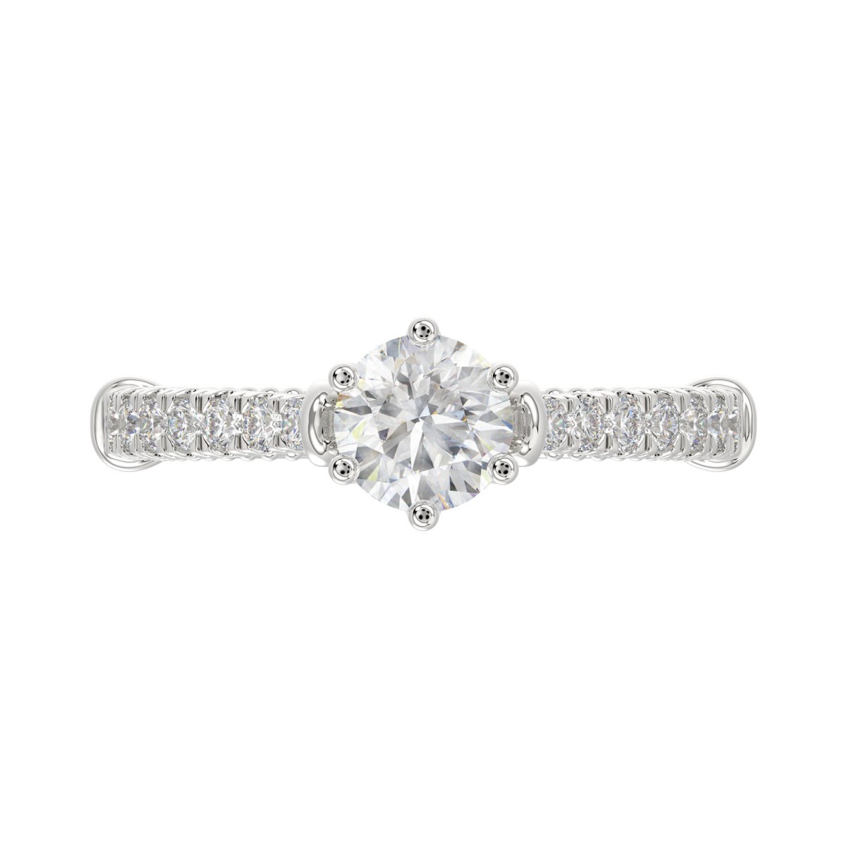 14K WHITE GOLD 1CT ROUND DIAMOND LADIES RING(CENTER STONE ROUND DIAMOND 3/4CT)