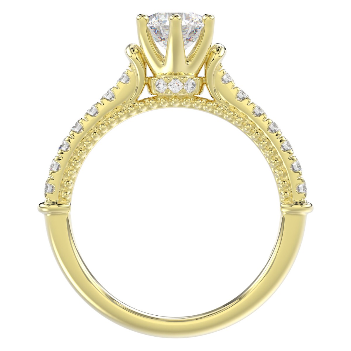 14K YELLOW GOLD 1CT ROUND DIAMOND LADIES RING(CENTER STONE ROUND DIAMOND 3/4CT)