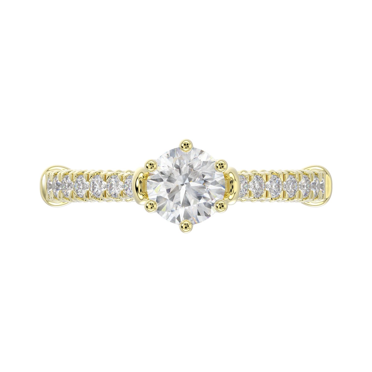 14K YELLOW GOLD 1CT ROUND DIAMOND LADIES RING(CENTER STONE ROUND DIAMOND 3/4CT)