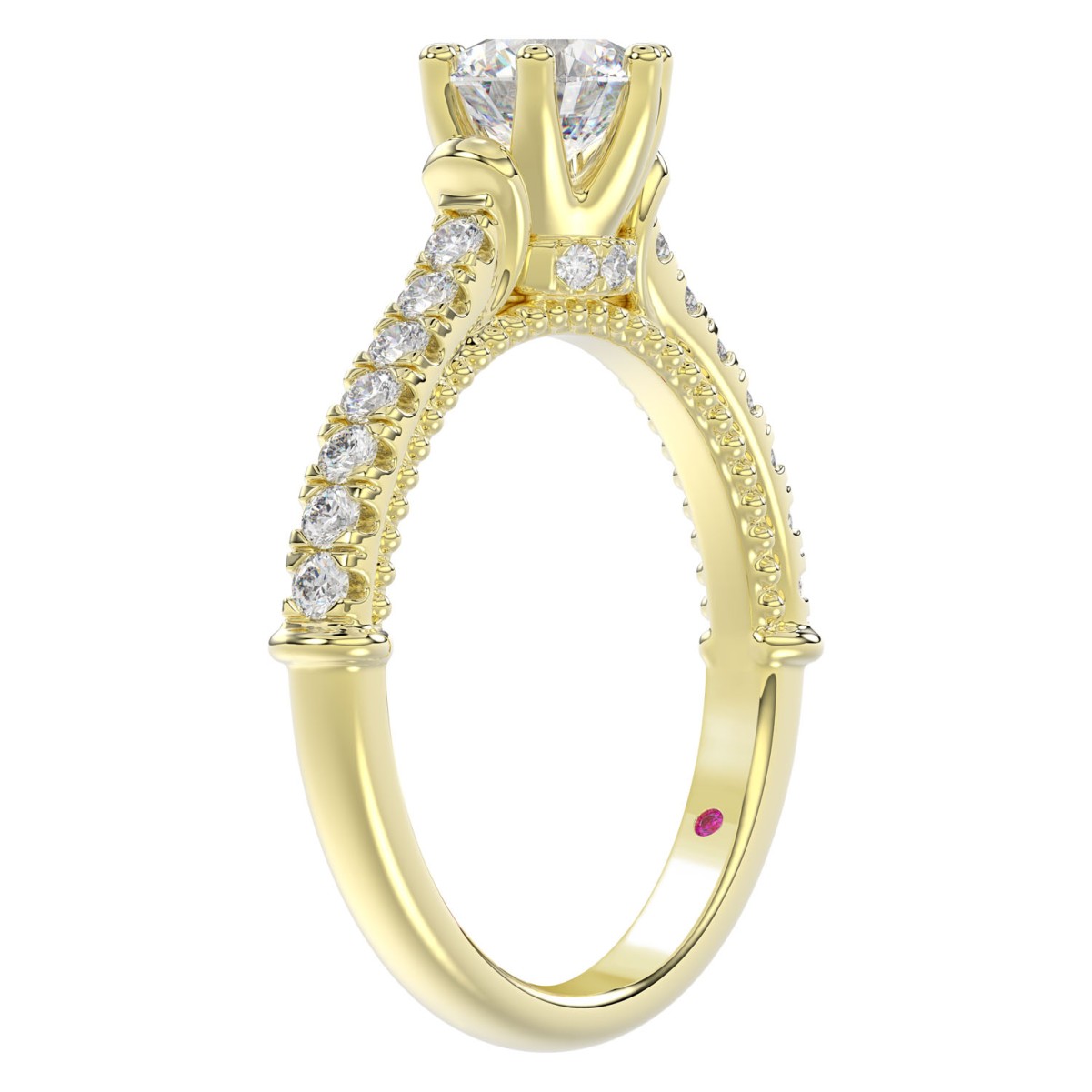 14K YELLOW GOLD 1CT ROUND DIAMOND LADIES RING(CENTER STONE ROUND DIAMOND 3/4CT)