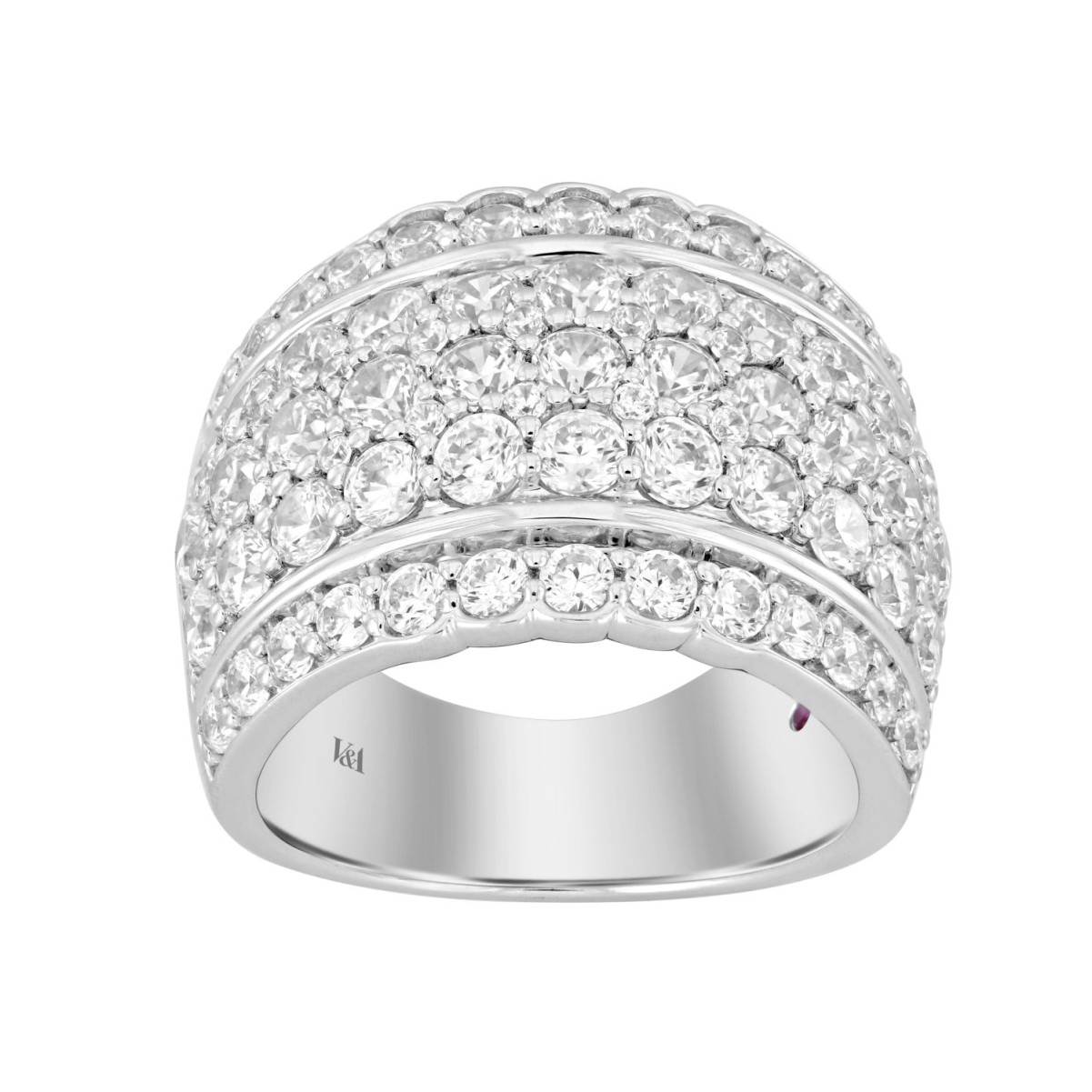 14K WHITE GOLD 3 3/4CT ROUND DIAMOND LADIES FASHION RING