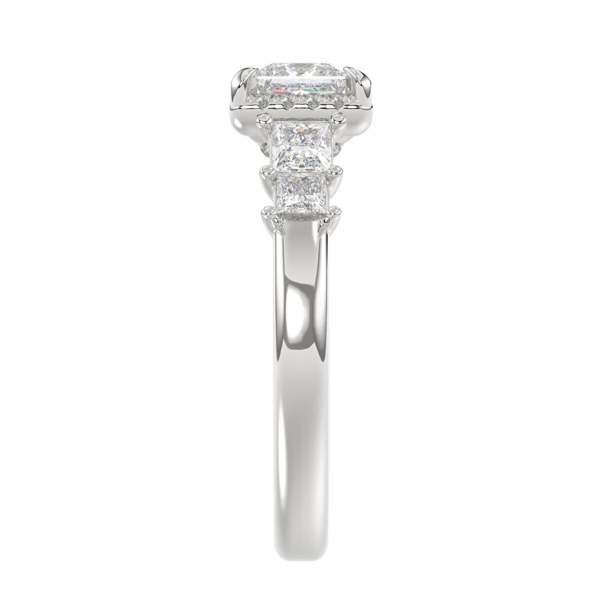 14K WHITE GOLD 1 1/2CT ROUND/PRINCESS DIAMOND LADIES RING( CENTER STONE PRINCESS DIAMOND 3/4 CT)