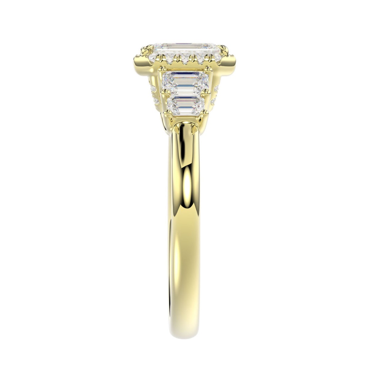 14K YELLOW GOLD 1 1/2CT ROUND/EMERALD DIAMOND LADIES RING(CENTER STONE EMERALD DIAMOND 3/4 CT)