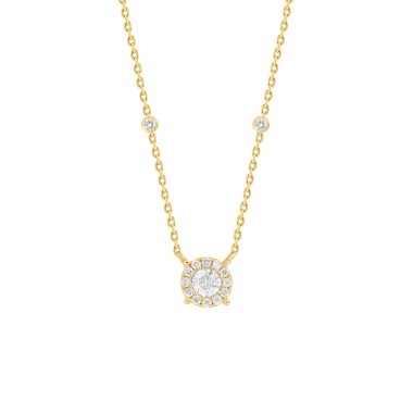 18K YELLOW GOLD 1/4CT ROUND DIAMOND LADIES NECKLACE