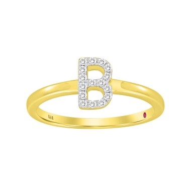 18K YELLOW GOLD 1/10CT ROUND DIAMOND LADIES FASHION RING