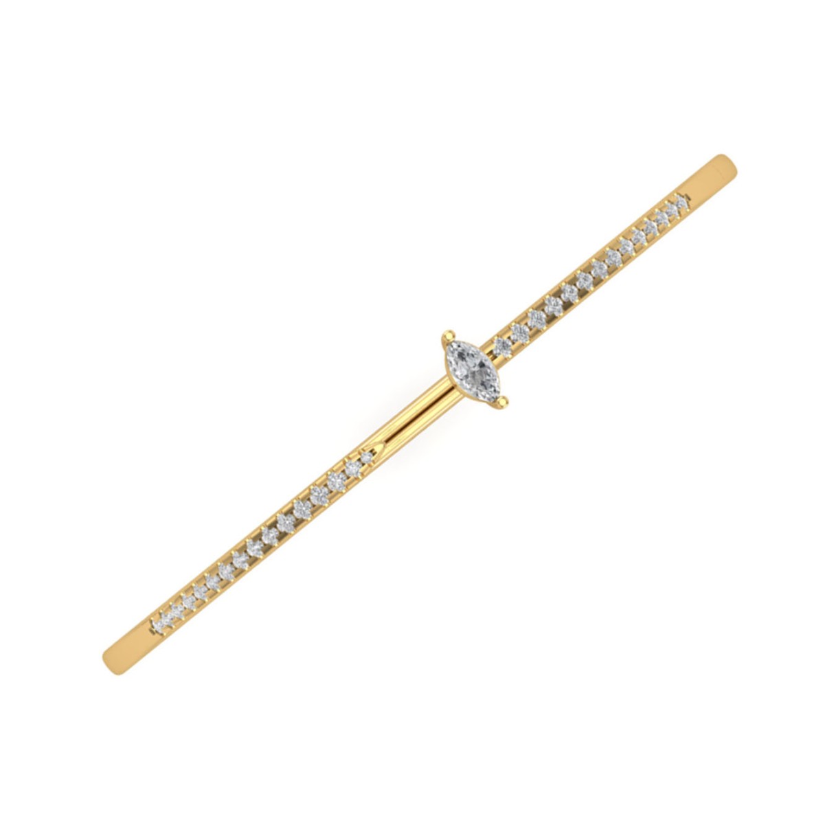 14K YELLOW GOLD 1/2CT ROUND/MARQUISE DIAMOND LADIES BANGLE