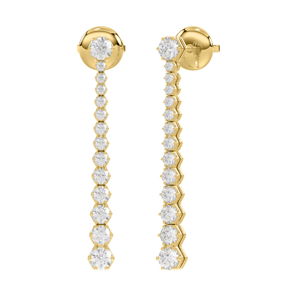 14K YELLOW GOLD 3/4CT ROUND DIAMOND LADIES EARRINGS