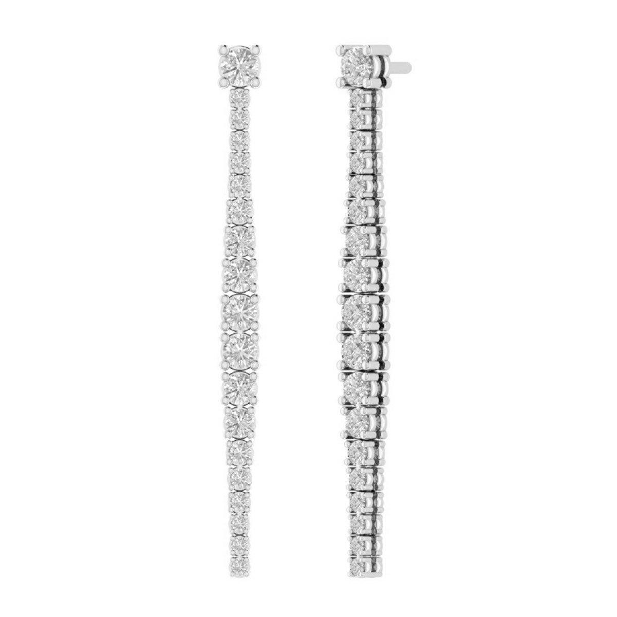 14K WHITE GOLD 3/4CT ROUND DIAMOND LADIES EARRINGS