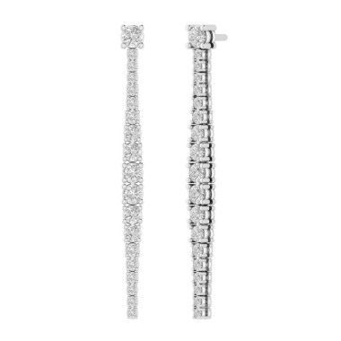 14K WHITE GOLD 3/4CT ROUND DIAMOND LADIES EARRINGS